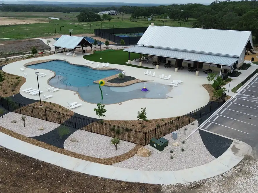 Aerial view of the Belle Oaks community center grounds